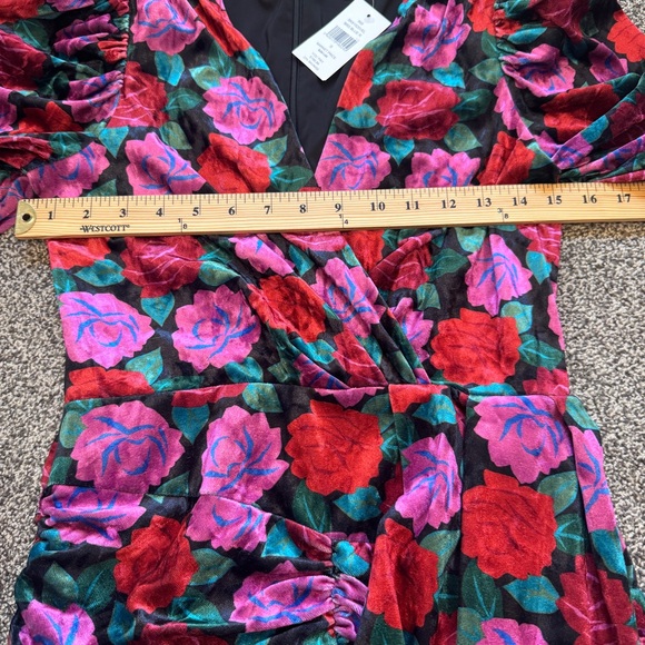 NWT Ronny Kobo Blue Floral Velvet Monica Dress, S - Picture 11 of 13